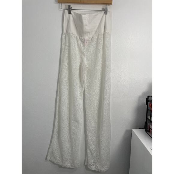 Xhilaration Women's Stretch Waist Lace Cover Up Pants White Large - Picture 2 of 5